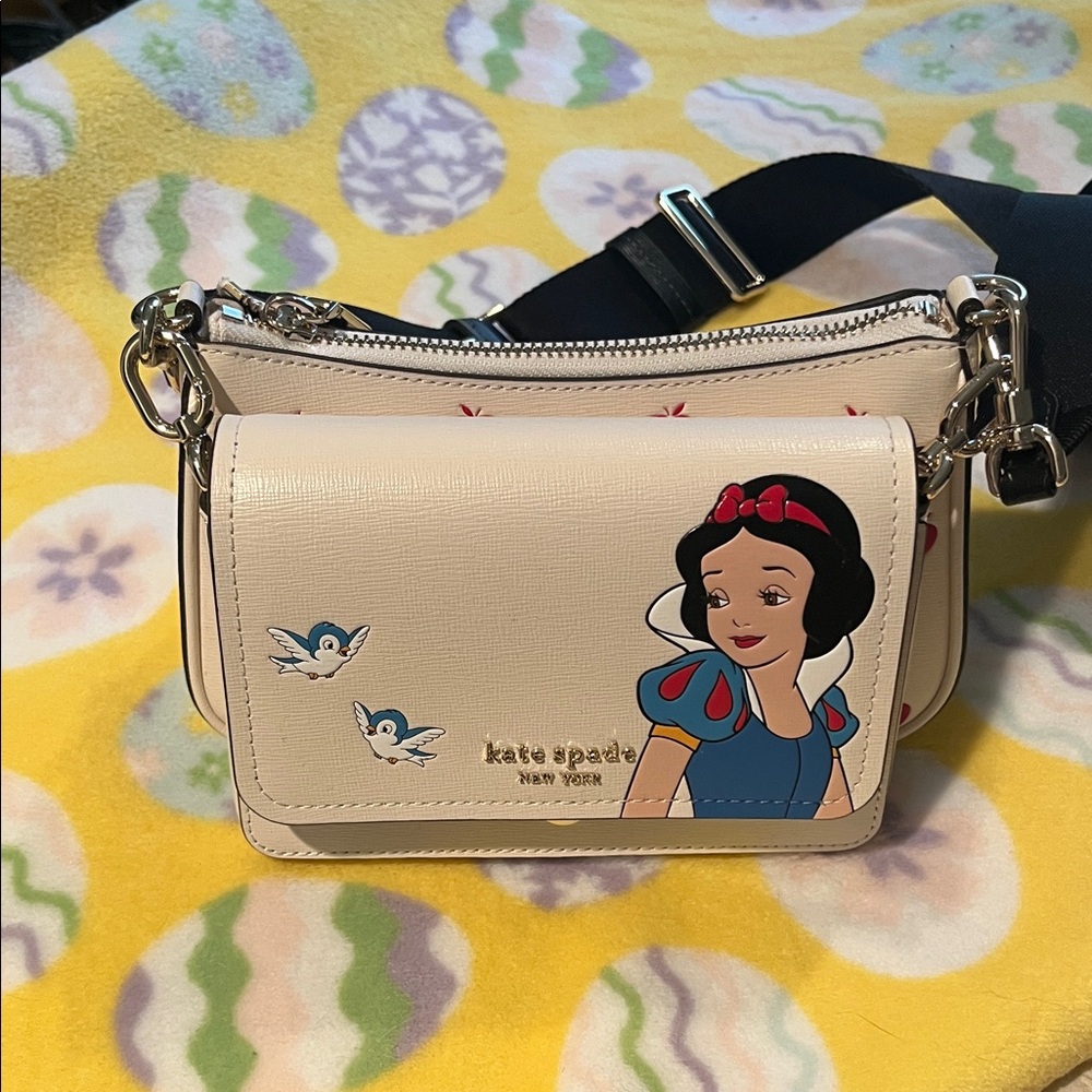kate spade Cream Snow White Printed Leather Crossbody Bag